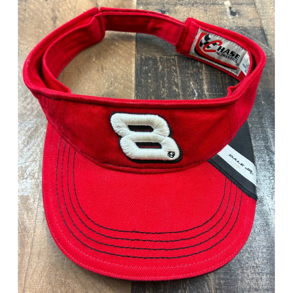 Chase Authentics Dale Earnhardt Jr #8 Visor Youth Red Good NASCAR Racing Hat